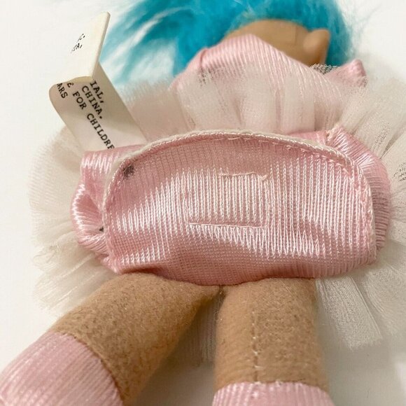Vtg 1992 Russ Troll Doll Blue Hair Open Bag Stomach Fillable Gift Toy Set 6 Inch - Picture 12 of 16